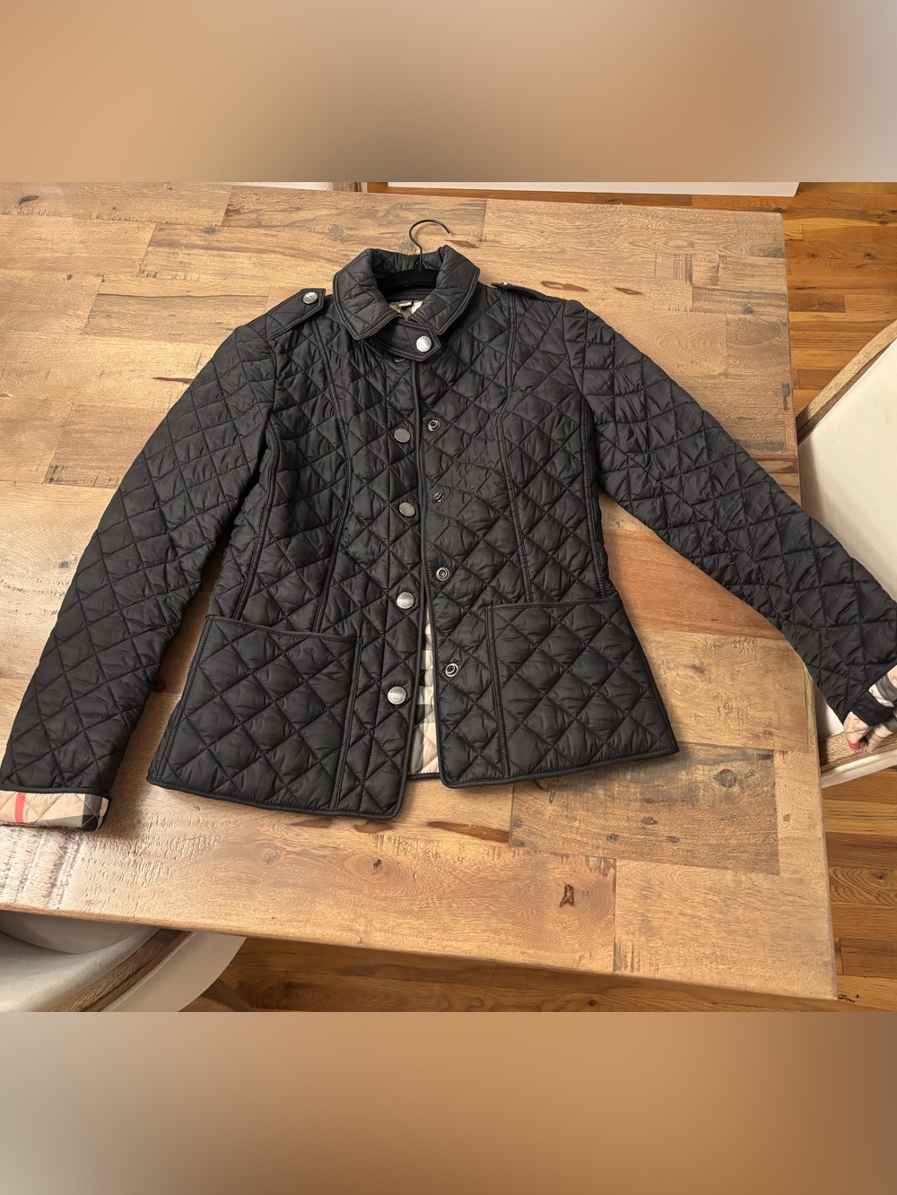 Burberry Black Quilted Puffer Jacket with Signature Trim